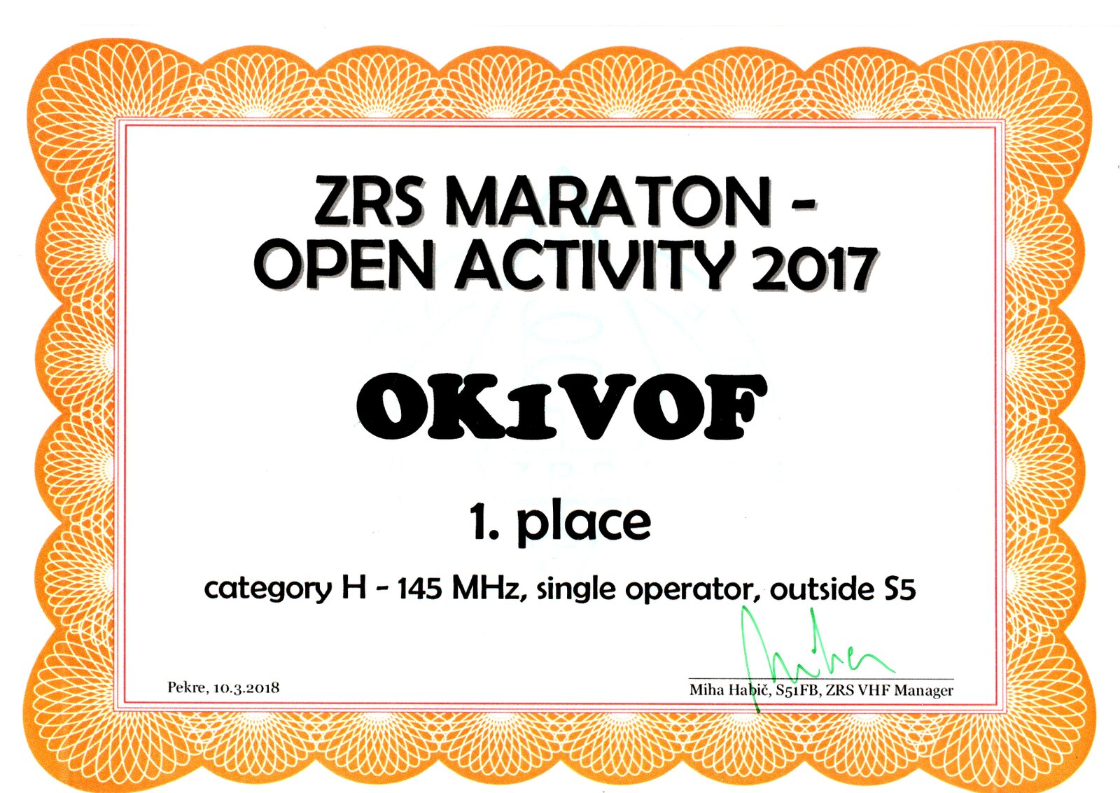 2017 ZRS Maraton OK1VOF 144 MHz