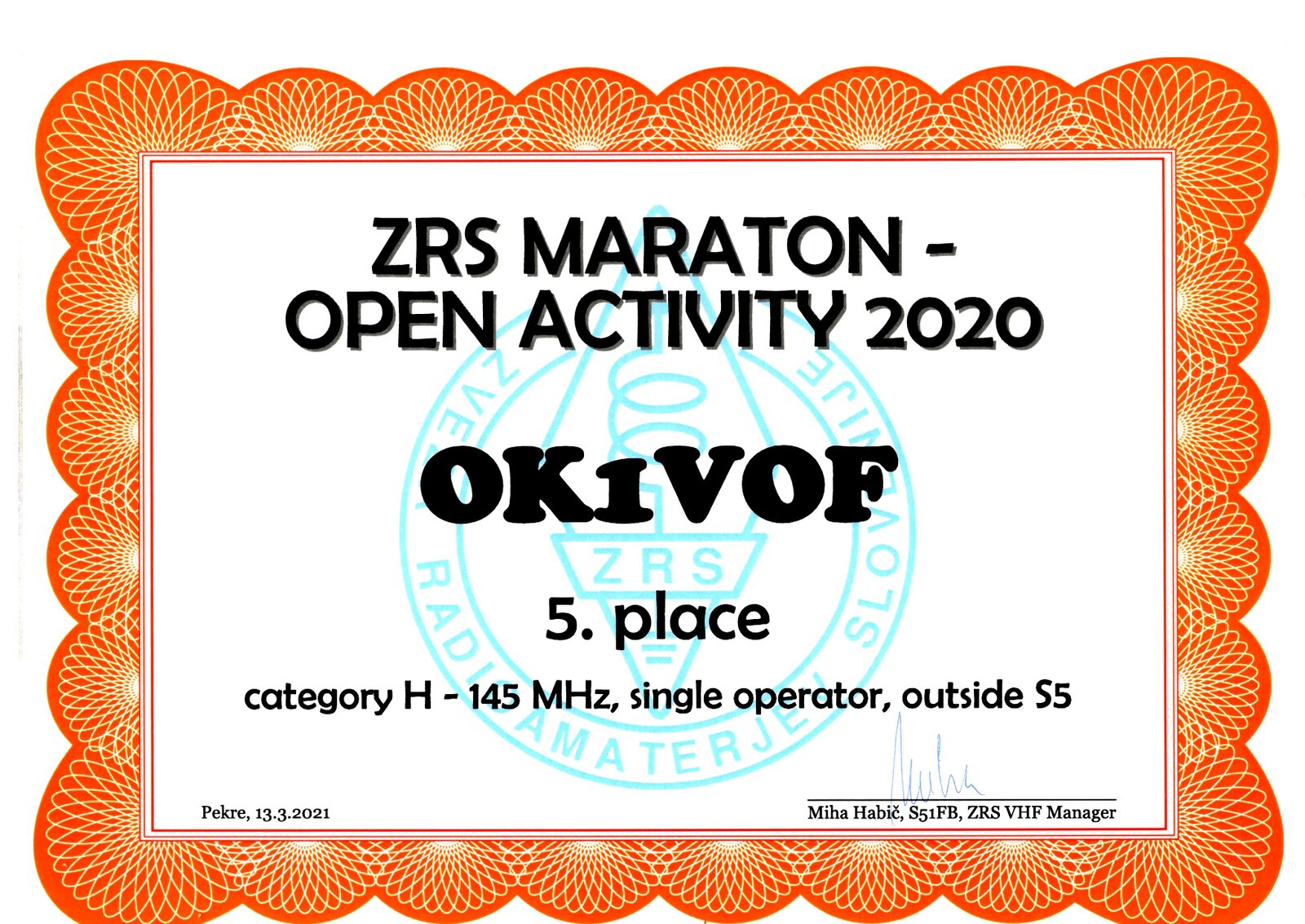 2020 ZRS Maraton 144 MHz